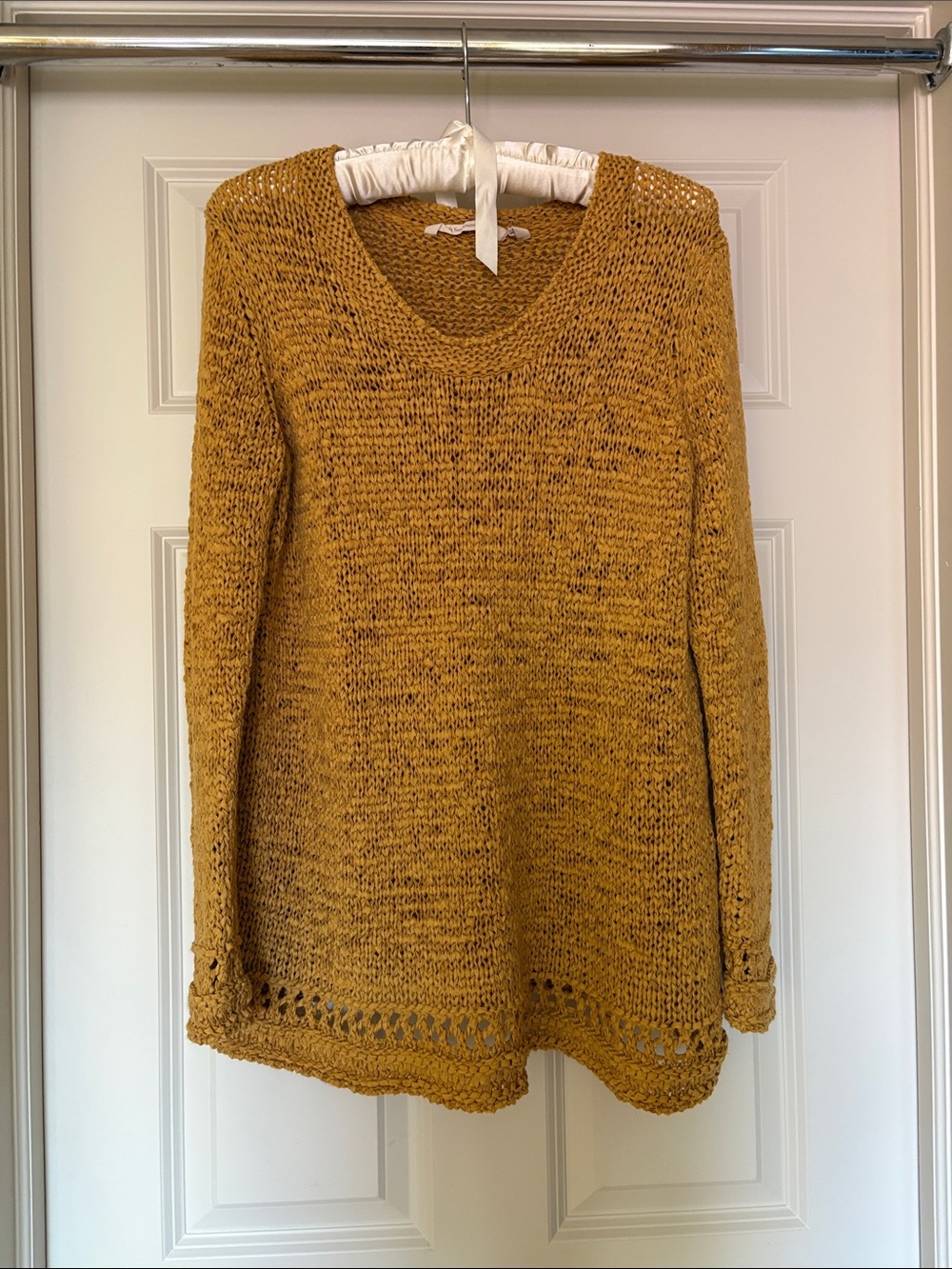 Soft Surroundings Mustard Scoop Neck Knit Sweater